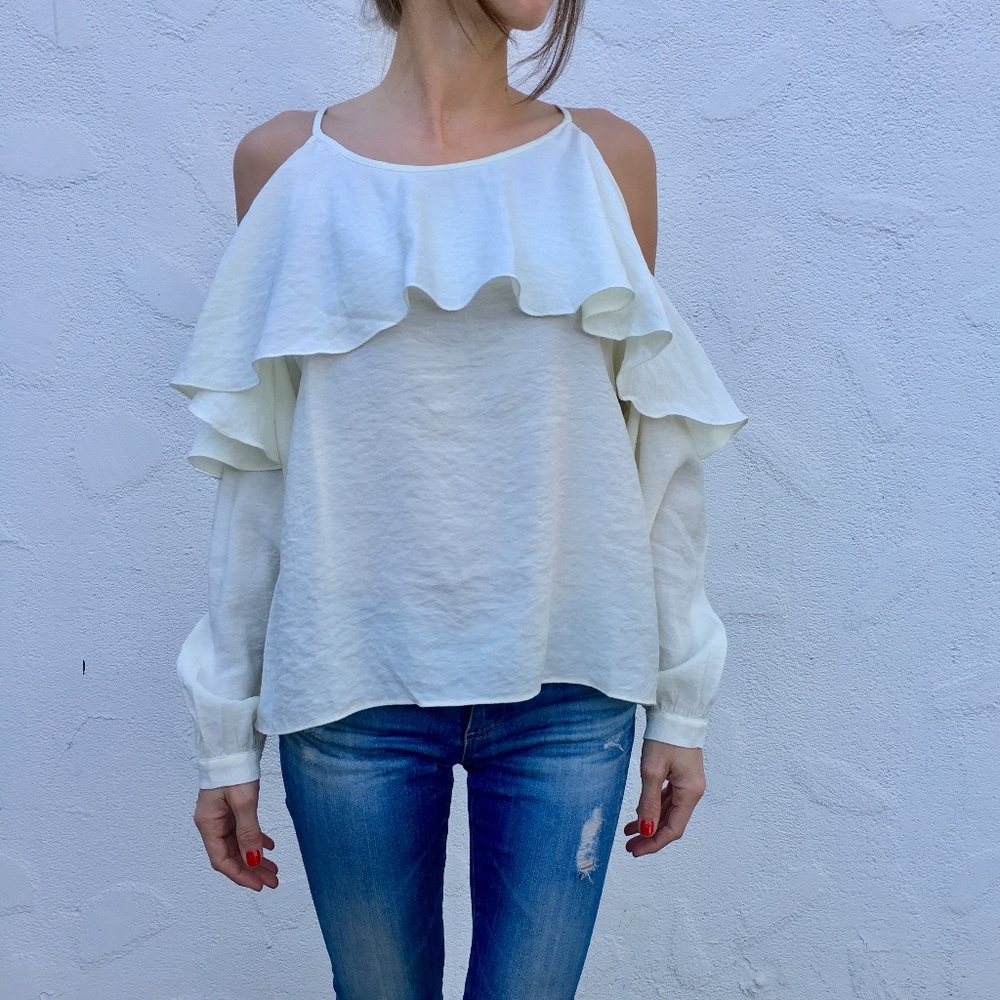 (Moon River) Harmony Ruffle Cold Shoulder Top